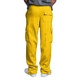 thumbnail image 5 of Men's Wide Leg Cargo Pants High Waisted Drawtring Baggy Adjustable Casual Loose Fit Warm Trousers Hiking Work Pant with Multi Pockets Yellow 4XL, 5 of 9