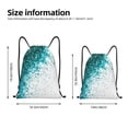 thumbnail image 4 of Drawstring Backpack - Teal Glitter on White Splash Proof Small Drawstring Gym Bag for Women Men, Cinch Sports String Bag Backpack for Travel Swimming Beach, 4 of 8