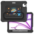 thumbnail image 2 of Heavy Duty Shockproof Case For iPad Air 11 2026 / 2025 / 2024,Anti Drop Silicone+PC Layer Protective Case Handle Stand ,Shoulder Strap，Cartoon Pattern Three-layer Protective Tablet Cover,Black, 2 of 10