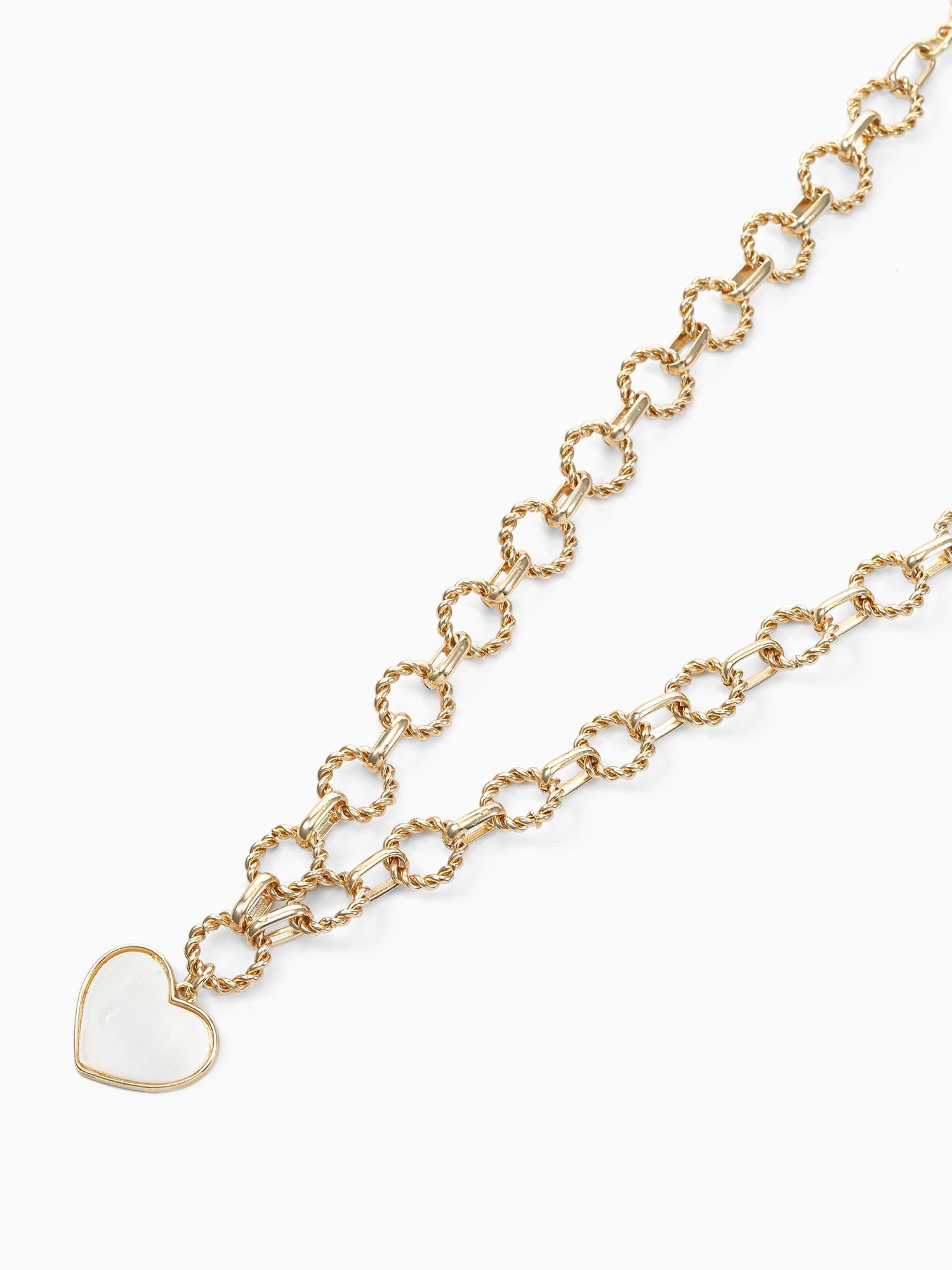 Time and Tru Women's Gold Tone Mother of Pearl Heart Statement Necklace