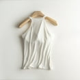 thumbnail image 5 of Holzkary Women Ribbed Tank Tops Built In Bra Halter Tank Top Sleeveless Undershirt Tank Running Yoga Tank Tops Women's Solid Color with Bra Bra One Vest Camisole Top White M, 5 of 7