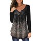 thumbnail image 2 of Pntutb Mujer Casual Camiseta Impreso Manga Larga Cuello Redondo Fruncido Pullover Blusa tops Pntutb Pntutb-7523, 2 of 5