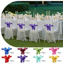 15pcs Tie-Free Bow Chair Sashes - Round-Corner PPC Chair Back Decor for Weddings, Hotels & Holidays, Durable Material, Easy to Attach, Enhances Party & Event Decor, Wine