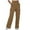 Brown, variant on Women's Fashion Solid Strappy Trousers, High Waisted Elastic Waist Wide Leg Cargo Pants with Pockets, 2025 Trendy Casual Baggy Joggers Pants