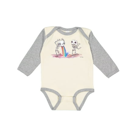 

Inktastic Skeleton Pukes Rainbow Gift Baby Boy or Baby Girl Long Sleeve Bodysuit