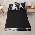thumbnail image 4 of Manfei Farm Cow Spot Zipper Twin Comforter Sets with Fitted Sheet and 2 Pillowcases,Minimalist Animal Pattern Zipper Bedding Set,Black White,Reversible, 4 of 7