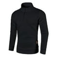 thumbnail image 3 of Men's Quarter Zip Pullover Quilted Sweater Long Sleeve Mock Neck with Pocket,Black L, 3 of 5