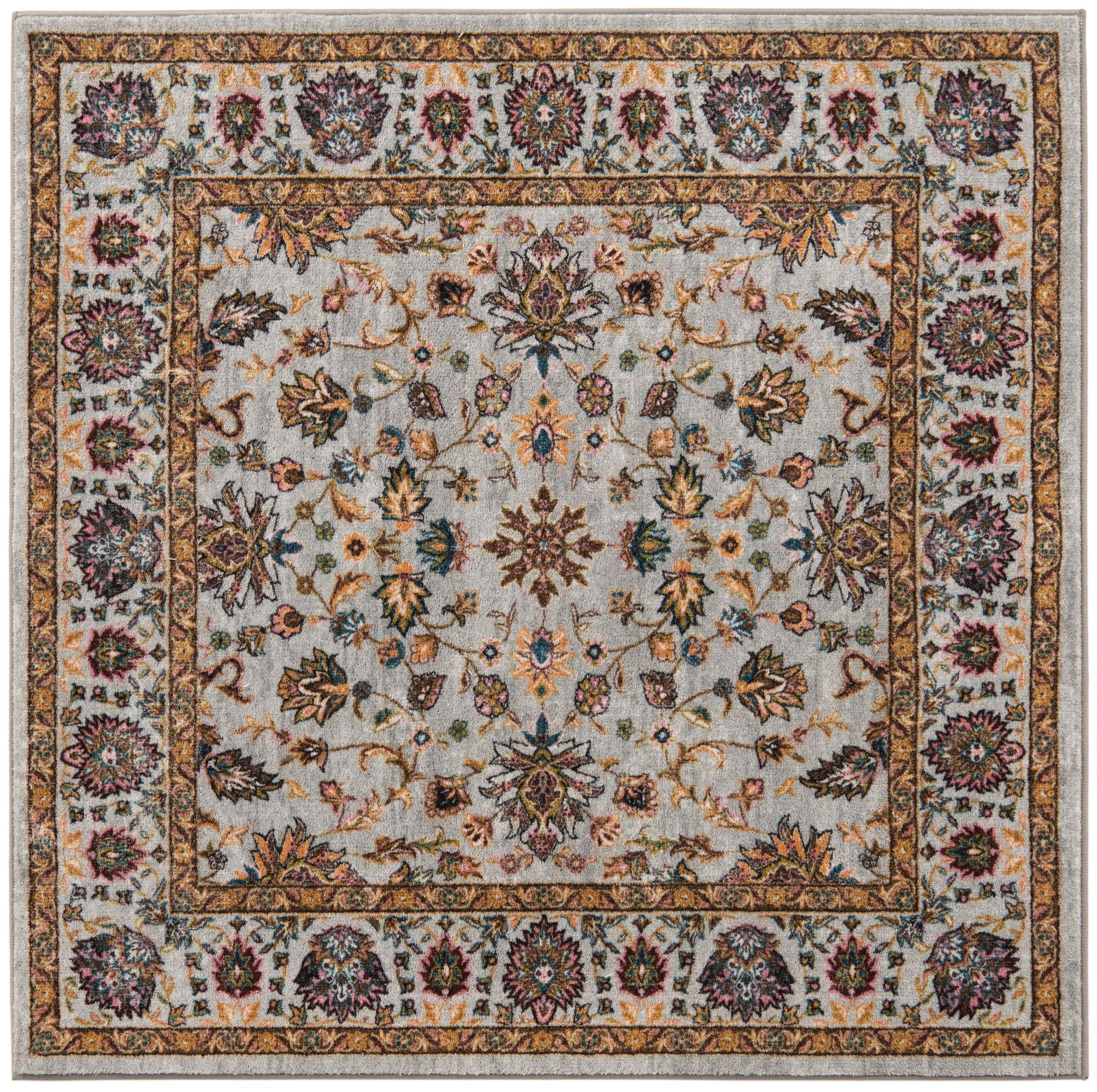 Rugs.com Medina Collection Rug – 5 Ft Square Cloud Gray Medium Rug Perfect For Living Rooms, Kitchens, Entryways