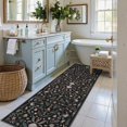 thumbnail image 3 of Wonnitar 2.5x8 Coastal Washable Runner Rugs for Hallway, Black Vintage Non-Slip Kitchen Runner Rug, Long Soft Ultra Thin Runners for Laundry Bathroom Entryway, 3 of 9