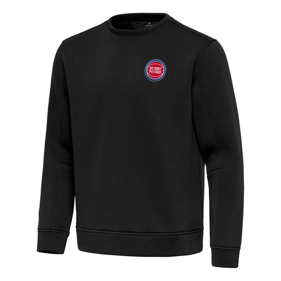 Men's Antigua Black Detroit Pistons Relevant Pullover Sweatshirt
