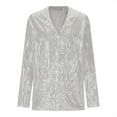 thumbnail image 3 of Womens Sequins Tops Long Sleeve Collared Button Down Shirts Sparkle Loose Casual Blouses Sparkly Club Party Shirt Fashion Outfits Fall Clothes Basic Winter Clothing, 3 of 5