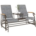 thumbnail image 1 of Banco Mecedor Doble para Patio con Mesa, Silla de Jardín para 2 Personas con Asientos de Malla, Estructura de Acero para Exterior, Gris, 1 of 9