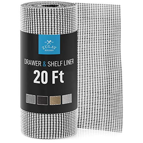 Zulay Kitchen Drawer & Shelf Liner - [12' x 20 ] Light Gray