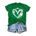 thumbnail image 2 of Hxlamzoo St Patrick's Day Shirt Women Lucky Four-Leaf Clover Graphic Shamrock Tshirt Spring Short Sleeve Tee Tops, 2 of 7