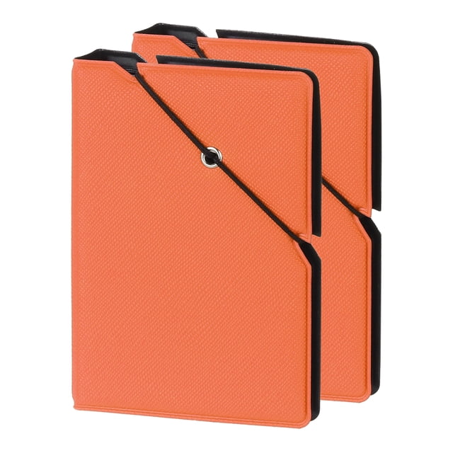 Uxcell Álbum de fotos mini 28 bolsillos 2 x 3 libro de álbum de cuero con cierre de banda de goma para cámara instantánea Fujifilm, (Naranja), 2 Pcs