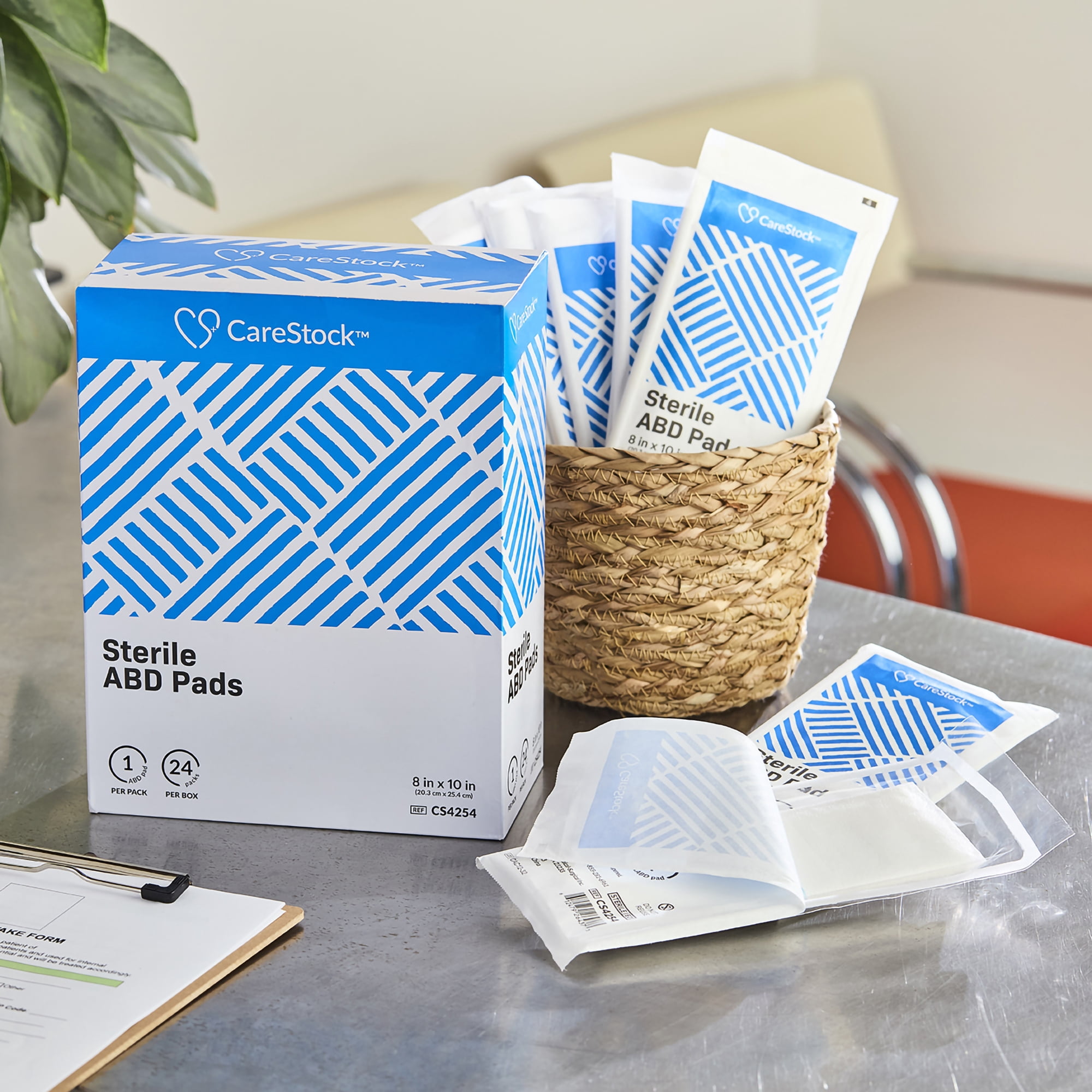 CareStock Abdominal Pad - Highly Absorbent Nonwoven Cellulose ABD Pads, Wound Care First Aid - Individually Packed, Sterile - 8 in. x 10 in., 24 Count, 15 Packs, 360 Total