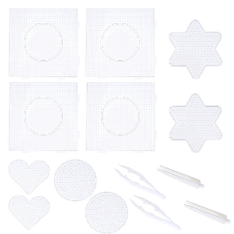 H&W 4PCS 5mm Fuse Beads Boards, Large Clear Pegboards Kits, with Gift 4  Lroning Paper (WA3-Z1)