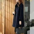 thumbnail image 3 of Baberdicy Woolen Coat Women's Coat Casual Design Sense Stand Collar Solid Color Coat Wool Coats for Women Navy, 3 of 6