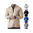 thumbnail image 6 of Liacowi Men's Spring Autumn Casual Shirts Solid Color Long Sleeve Lapel Tops Half Zipper Shirts, 6 of 7