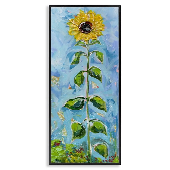 Stupell Industries Cottage Tall Looming Sunflower Black Framed Giclee Art, 10 x 24, by Estelle Grengs