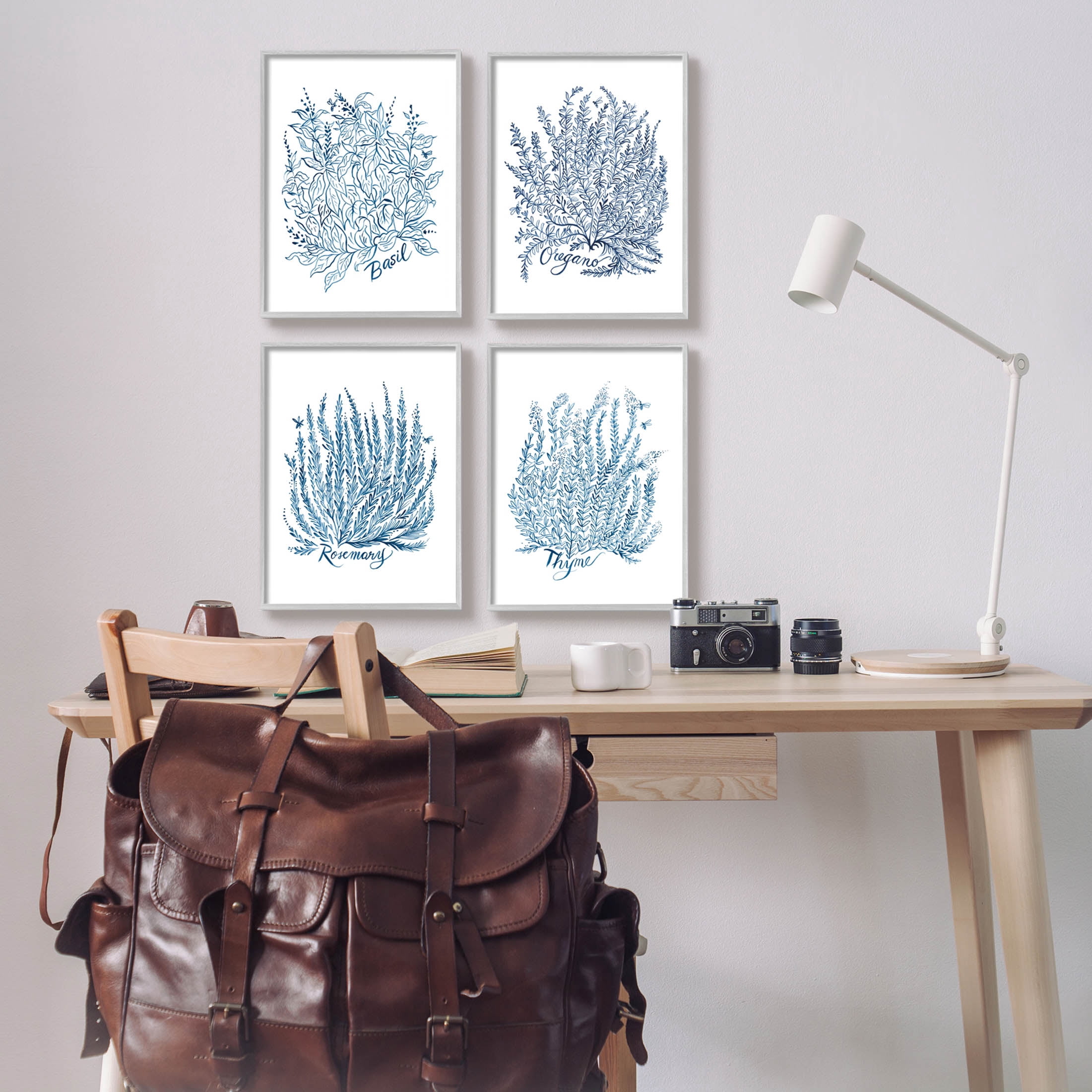 Stupell Industries Mixed Herbs Botanical Plants Graphic Art Gray Framed Art Print Wall Art, Set of 4, Design by Laura Marr