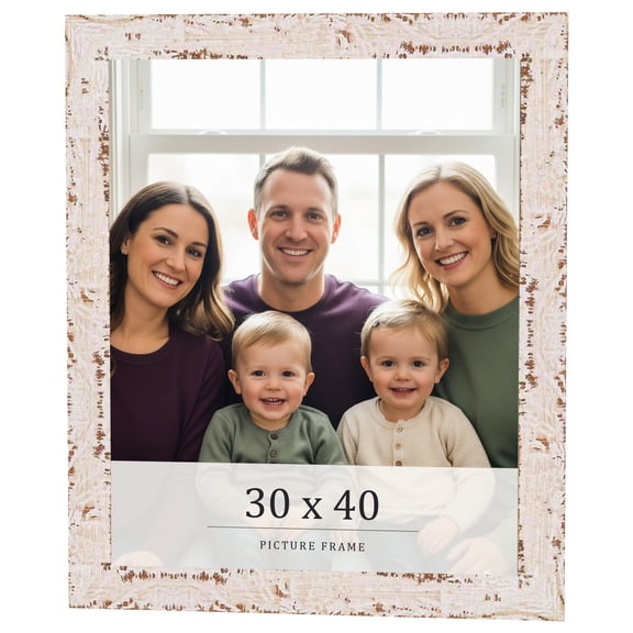 30x40 Frame White Solid Wood Picture Frame Width 1.125 Inches | Interior Frame Depth 0.5 Inches |