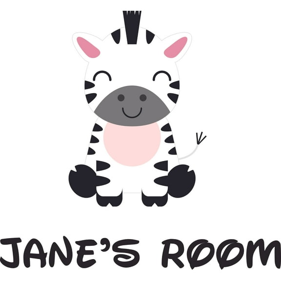 Cute Zebra Animal Animals Face Customized Wall Decal - Custom Vinyl Wall Art - Personalized Name - Baby Girls Boys Kids Bedroom Wall Decal Room Decor Wall Stickers Decoration Size (20x40 inch)