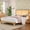 New structure, LED Light, variant on Wood Bed Frame with Natural Rattan Headboard, Platform Bed Frame with Storage Headboard, Noise-Free Wooden Mattress Foundation, No Box Spring Needed