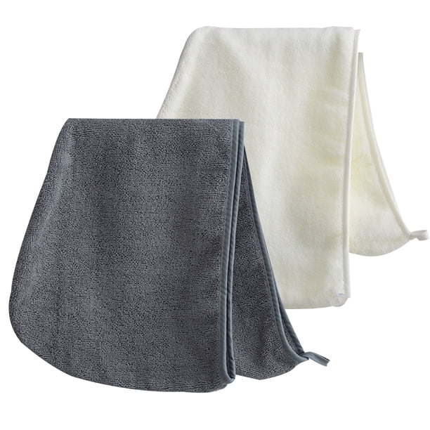 Toalla para el cabello, envoltura para la cabeza de turbante súper absorbente de algodón de secado rápido para mujeres con botón (2 unidades)