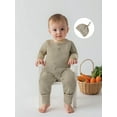 thumbnail image 5 of Rovasas Infant Baby Fall Clothes Stripe Long Sleeve Round Neck Jumpsuit Hat, 5 of 9