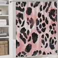 thumbnail image 5 of 4 Piece Bathroom Shower Curtain Sets Non-Slip Rugs And Toilet Mat Lid Rug Accessories Blush Pink Leopard Print Waterproof Shower Curtain Animal Skin Pattern for Bathroom Decor Set, 5 of 8