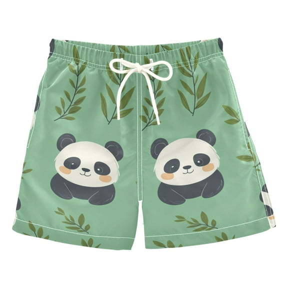 Cartoon Cute Panda Boys Swim Trunks Quick Dry Boy Swim Shorts for 3-14 Years