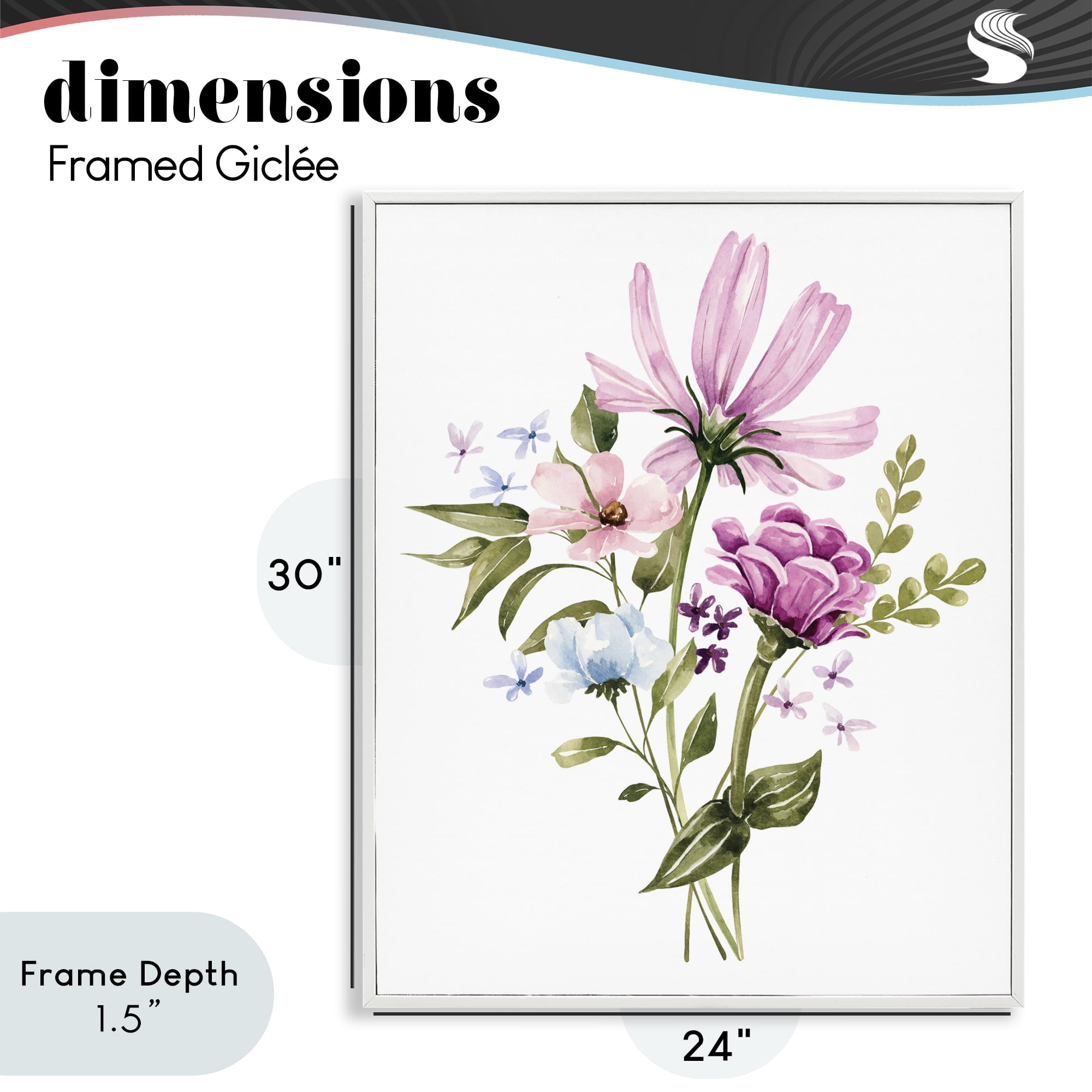 Stupell Industries Wildflower Fields Floral Bundle White Framed Giclee Art, design by Bethany Sandoval