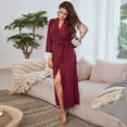 thumbnail image 1 of ¡Oferta especial! Batas de color liso para mujer, bata ligera de algodón, ropa de dormir suave, bata de baño larga., 1 of 5