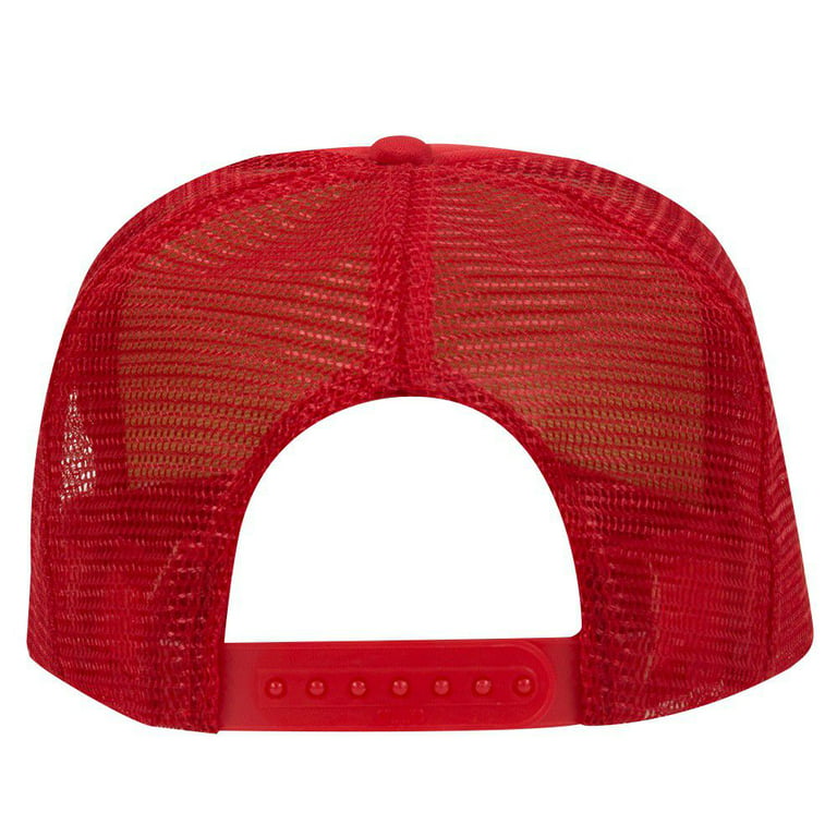 OTTO Polyester Foam Front 5 Panel High Crown Mesh Back Trucker Hat - Red