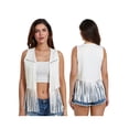 thumbnail image 3 of Caoirhny Women Hippie Waistcoat Vest Lightweight Solid Color Open Front Sleeveless Jacket with Tassel for Streetwear Outerwear, 3 of 9
