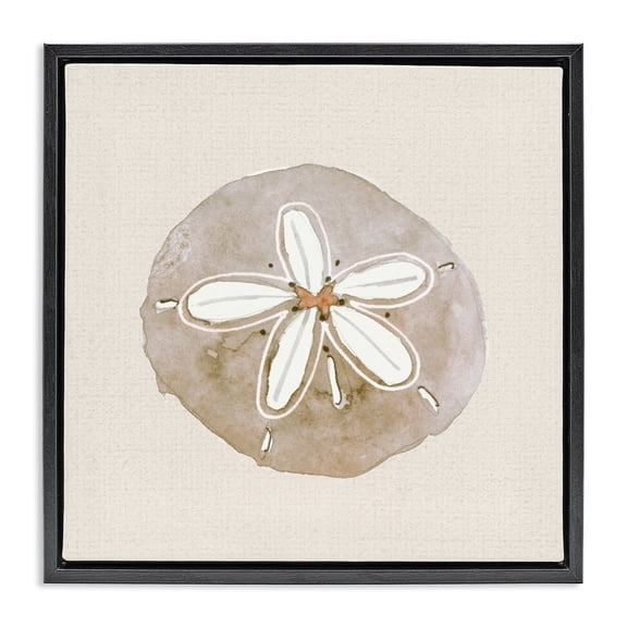 Stupell Industries Serene Beige Sand Dollar Black Framed Floater Canvas Wall Art, design by Lanie Loreth