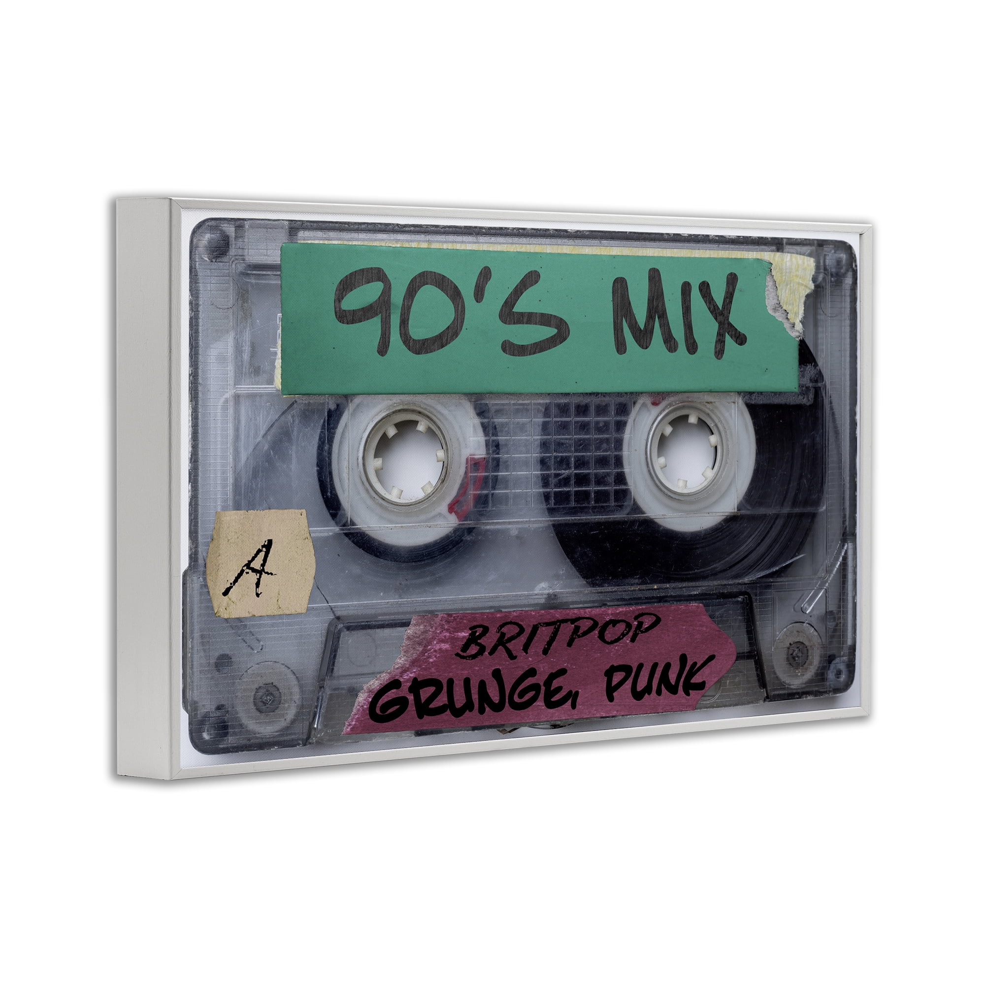 Stupell Industries Retro 90s Mix Cassette White Framed Giclee Art, design by Annabelle Hall