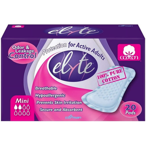 Elyte Incontinence Pads For Active Adults Mini, 20 Ea