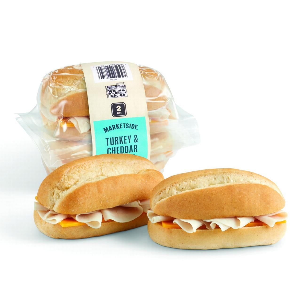 Marketside Turkey & Cheddar Mini Twin Pack Subs, 7.2 oz (Fully Cooked Ready-to-Eat)