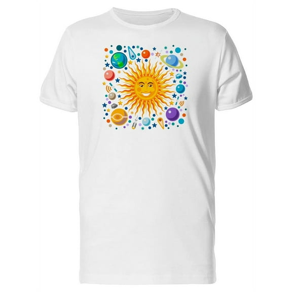 Happy Sun With Planets T-Shirt Men -Image by Shutterstock, Male Large