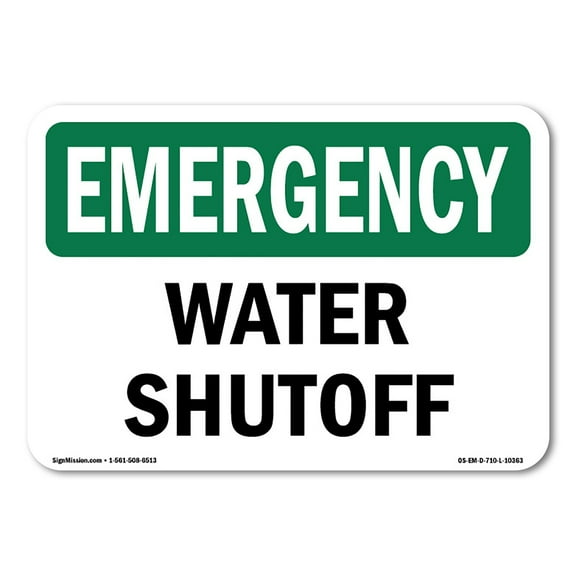 OSHA EMERGENCY Sign - Water Shutoff | Plastic Sign | Protect Your Business, Construction Site, Warehouse & Shop Area | Made in the USA