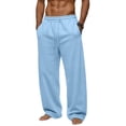 thumbnail image 4 of Men's Baggy Sweatpants Wide Leg Lounge Casual Solid Jogging Pants High waist Drawstring 2 Deep Pockets Open Bottom Loose Joggers Pants Fall Fashion Streetwear, 4 of 4