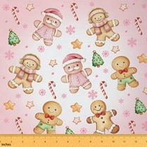 jejeloiu Christmas Snowman Cookies Fabric by the Yard 1 Yard,Colorful Sweet Candy Home Decor Fabric by the Yard,Merry Xmas Sewing Fabric For Girls,,Microfiber Bedroom Decor