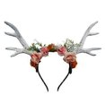 thumbnail image 1 of Woodland Reindeer Headband Halloween Deer Antlers Headband Flower Antler Headpiece Realistic Reindeer Horns Costume Accessories, 1 of 3