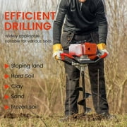 PRIJESSE Gas Powered Earth Digger Post Hole Digger with 3 Extension Rods + 3 Auger Drill Bits