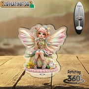 [2D flat] 1PC Rotating acrylic display featuring a candy fairy with spun-sugar wings and licorice lace for whimsical home accents table centerpieces or seasonal celebrations