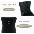 thumbnail image 3 of KCC Velvet Tufted Dining Chairs Set of 6, Back Pull Ring & Nailhead Trim, Gold Stainless Steel Leg Upholstered Side Chairs for Kitchen & Dining Room, Black, 3 of 9