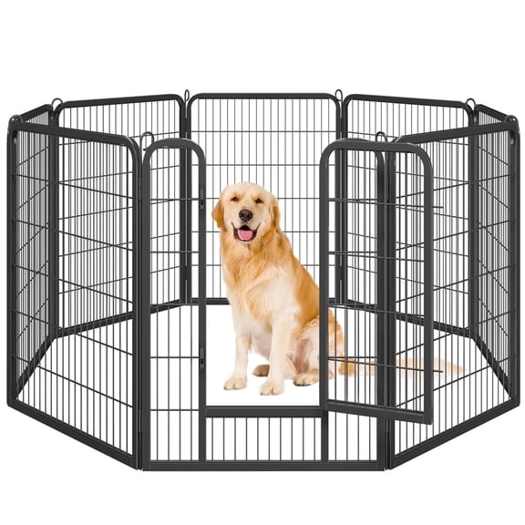 Yaheetech 8 Panels 40" Metal Pet Playpen w/Door, Black