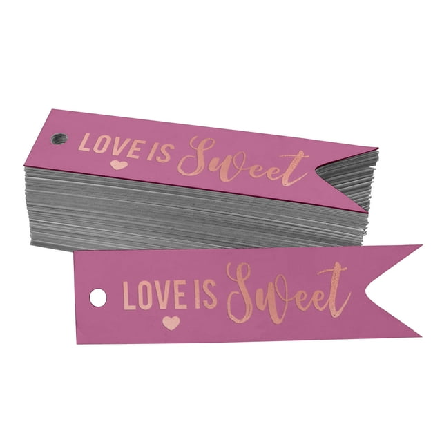 Inkdotpot Pack Of 50 Love Is Sweet Wedding Favor Paper Tags Craft Real Rose Gold Foil Hang Tags